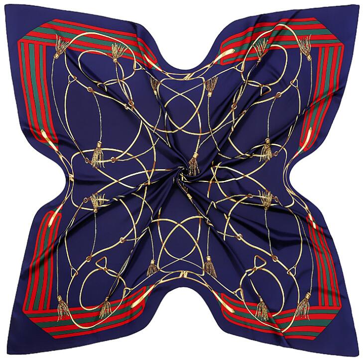 New Silk Scarf Women Euro Chain Print Square Scarves High Quality Neckerchief 130*130cm Gift Fashion Large Shawls Wraps