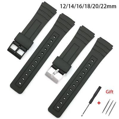 Für Casio Silikon Uhrenarmband 12mm 14mm 16mm 18mm 20mm 22mm für SGW400 F91W F84 F105/108/A158/168 AE1200/1300 Sportarmband