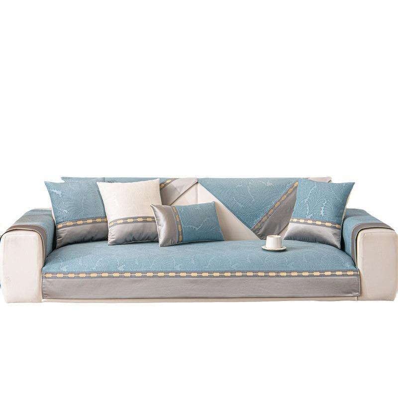 New Leaf Stitching Sofa Cushion, Universal for All Seasons, Simple Modern Seat Cushion, Non-slip Cushion Cover, Backrest Towel and Cover Cloth