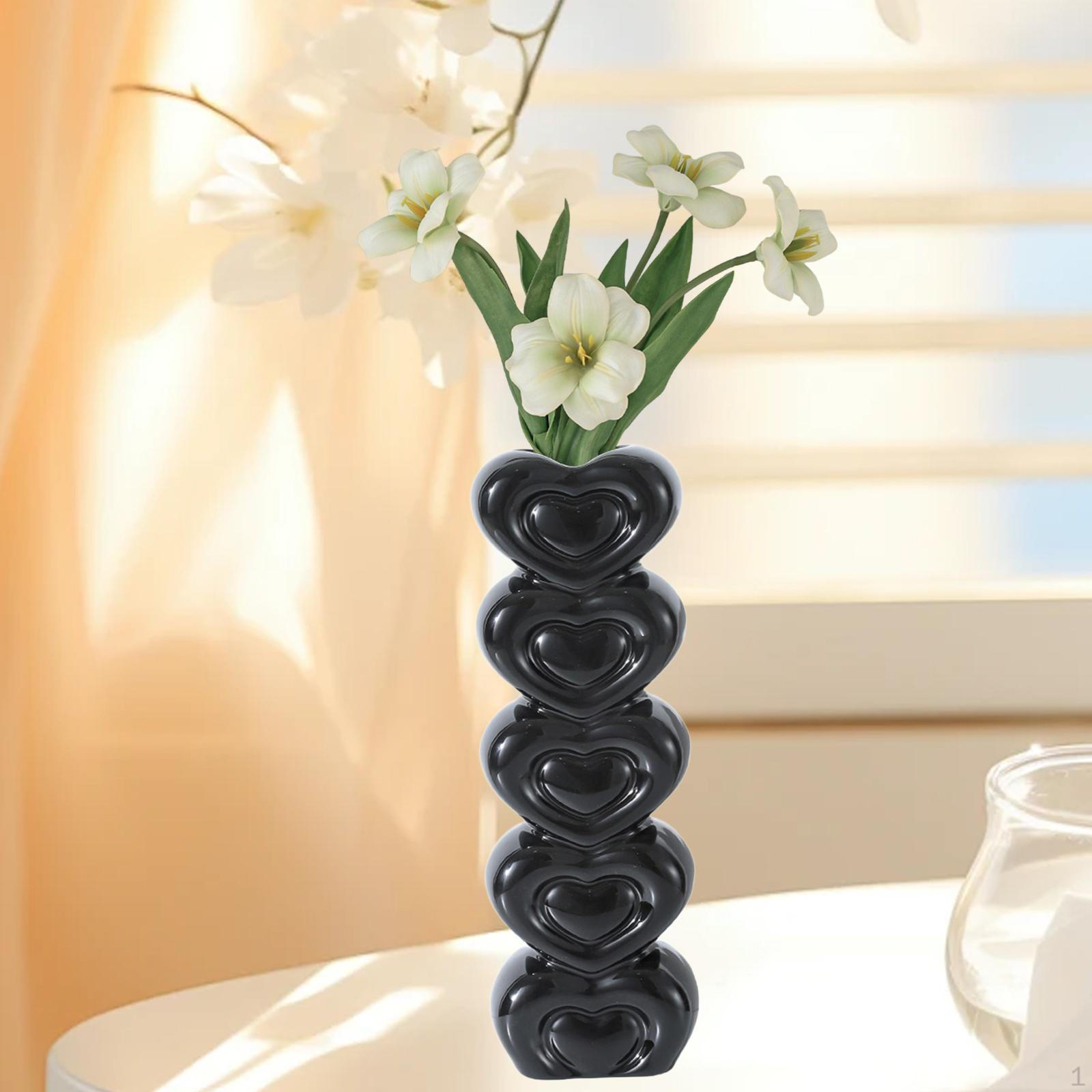 

-Ваза для цветов в форме сердца, универсальный подарок на День святого Валентина, украшение стола для столовой Black 7x4.5x21cm