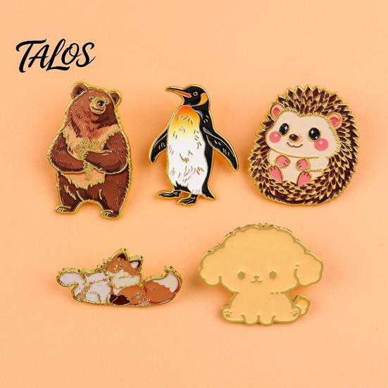 Metal Lapel Pin Enamel Animal Brooch Pin, Bear Penguin Fox Dog Hedgehog Badge, Clothes Decorative Pins Men Women Alloy for Coats Sweaters Scarves