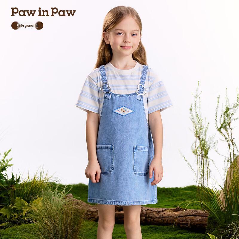 PawinPaw Girls  Cartoon Bear Denim Dress 140