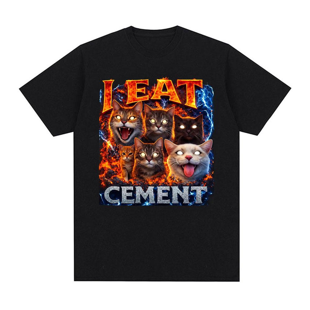 

I Eat Cement Funny Unhinged Cat Meme T Shirts Men Women Harajuku Gothic High Street T-shirts Summer Tops Oversized Loose T-sh... S разноцветный
