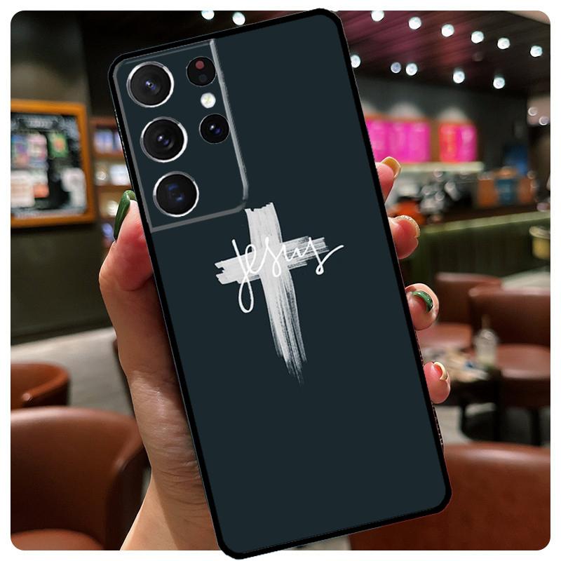 

Jesus Cross Silicone Case For Samsung Galaxy S23 S22 Ultra S21 S20 FE S8 S9 S10 Plus Note 20 Ultra Cover Galaxy S10 Plus