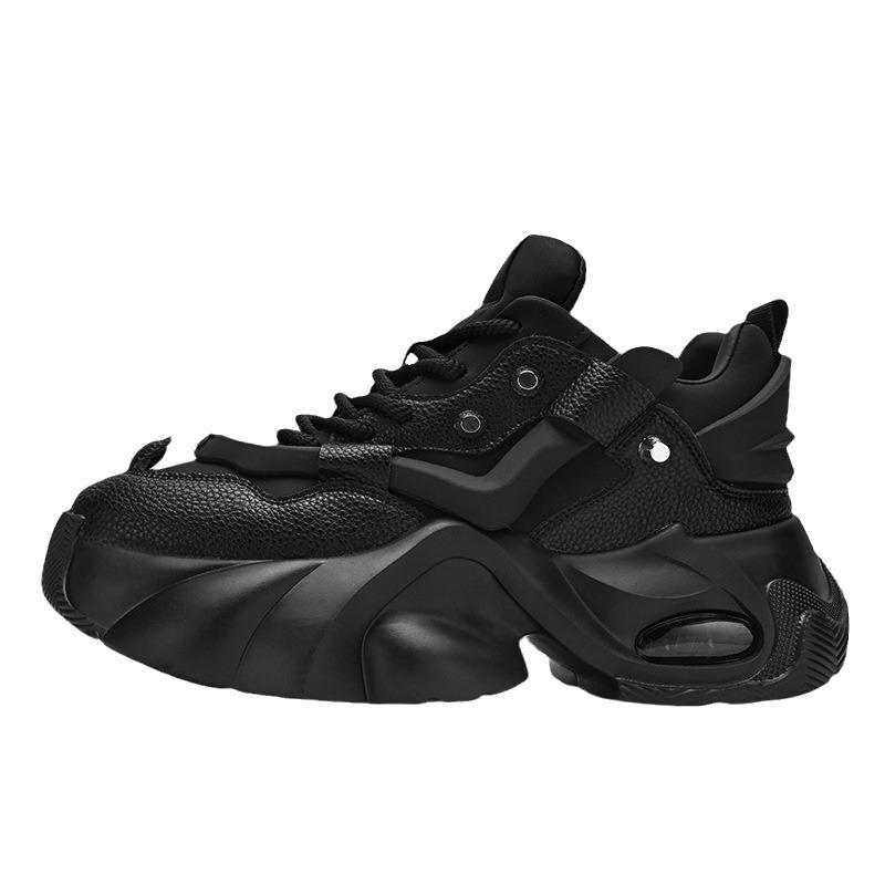Spring new leather dad shoes platform student niche shoes leather sports