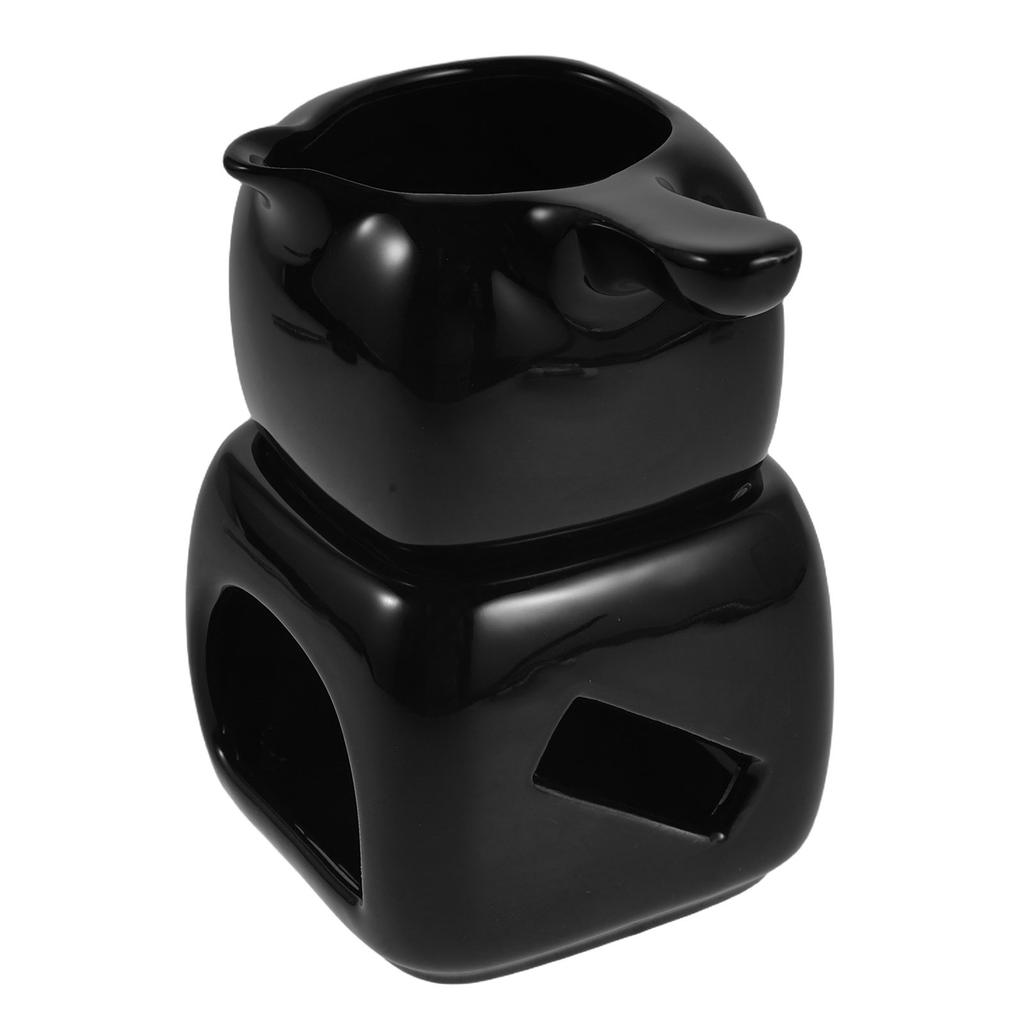 Black Ceramic Essential Oil Wax Melt Burner Aromatherapy Aroma Diffuser for Home Fragrance Bedroom Decor Housewarming Present