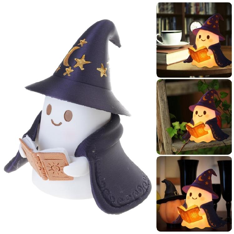 Enchanting Ghostly Reader Nightlight Soft LED Illuminating Halloween Shelf Decors Resins Craft Lamp Book Lover Gift