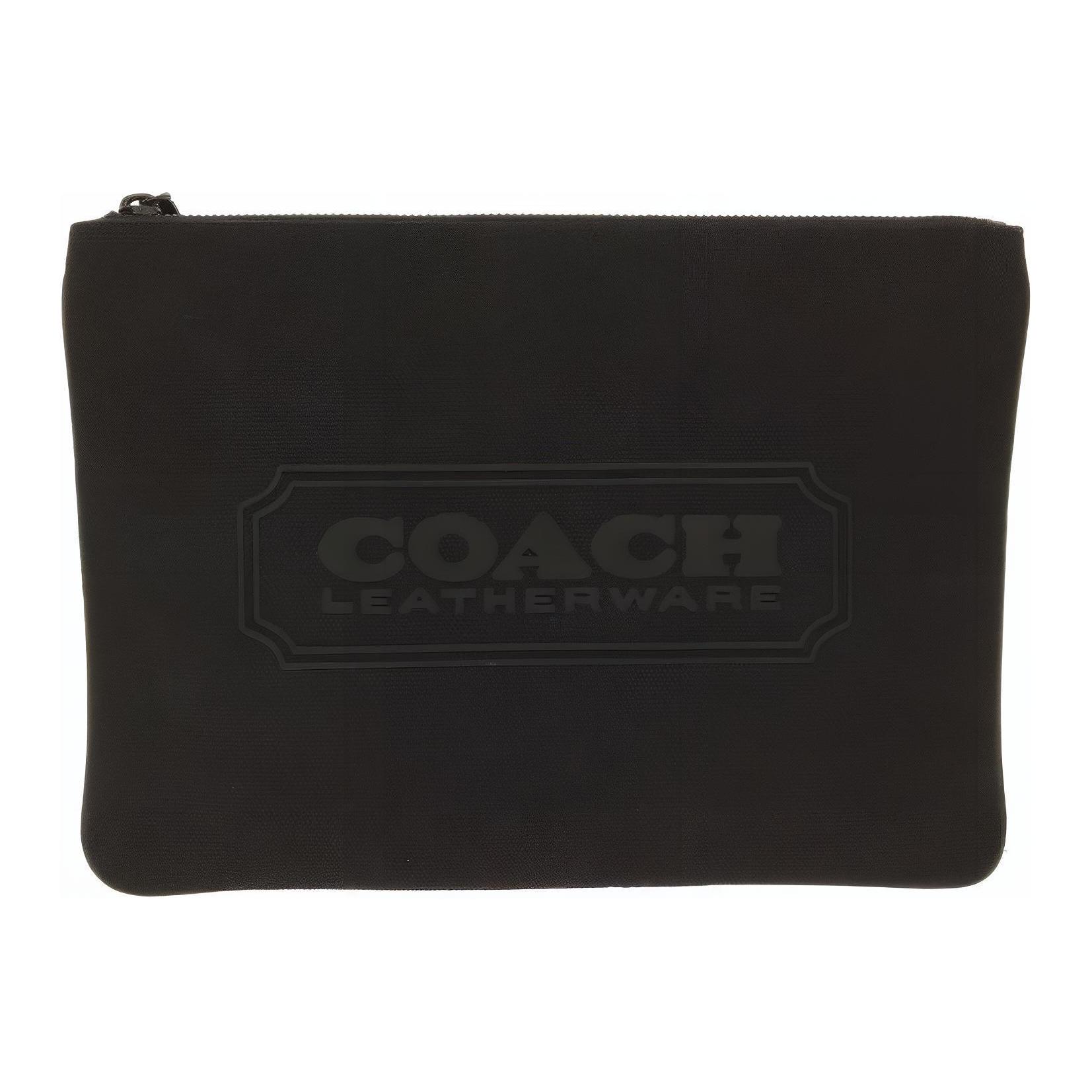 

Coach Tech Wallet Zipper Closure Versatile Leather Clutch Coin Purse Large Men Wallet Black C8014G-BLK Basic Set (Bag+Dust Bag)