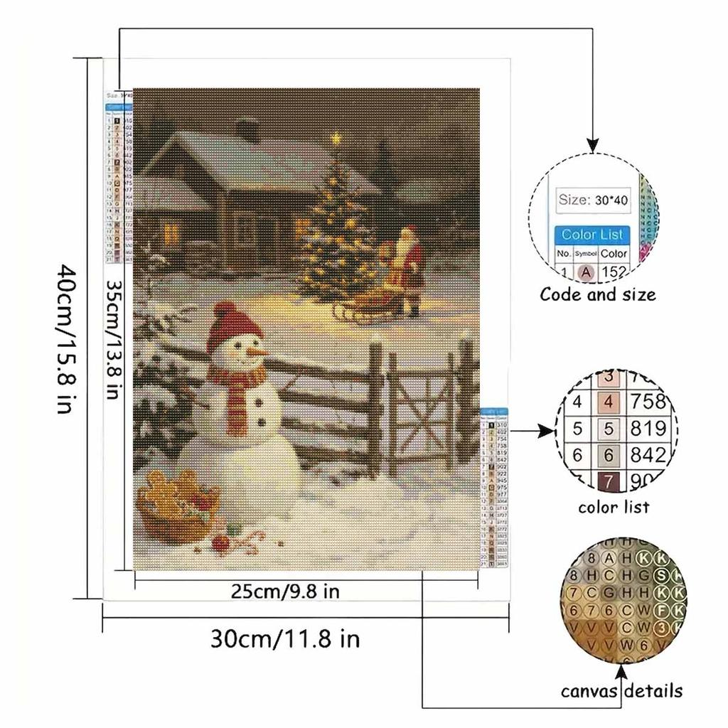 Christmas Diamond Painting Kit Santa Claus Snowman House Tree Handmade Home Entertainment Decorative Painting