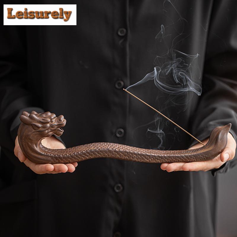 Chinese Dargon Mountain Backflow Incense Burner Incense Stick Holder Aromatherapy Gilding Pottery Censer Zen Yoga Decor Crafts