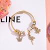 Luxury Crystal Bear Crown Clover Charms Bracelets for Women Girls Lovely Stainless Steel Bangle Accessories Gifts for Friends