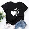 2025 Brand New Women's T-shirts 100% Cotton Soft Round Neck Short Sleevd Top Spring Summer Cute Butterfly Printed Tee Shirts