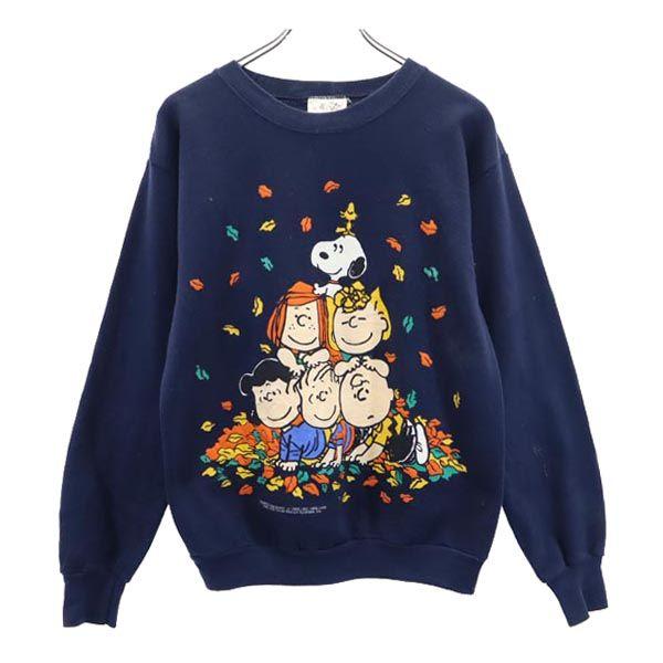 Peanuts Old USA Made Logo Print Long Sleeve Sweat Trainer Men's Used