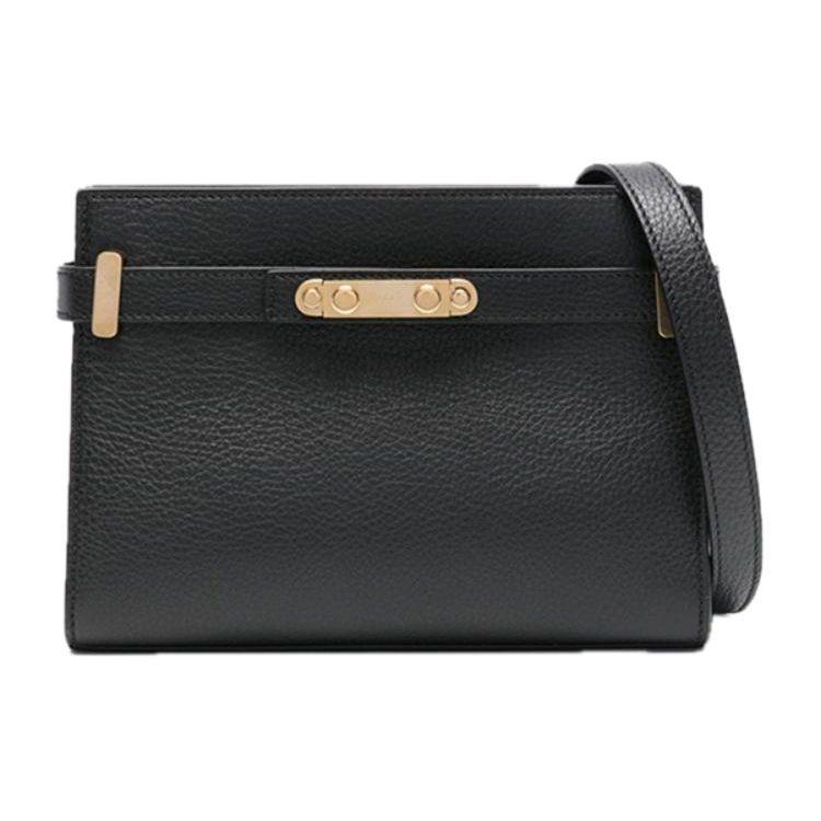 Bally Solid Color Minimalist Horizontal Square Leather Shoulder Crossbody Bag Small Women Bags Black 6307145