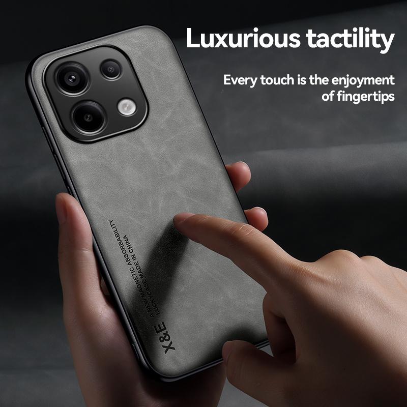 For Xiaomi Poco M6 Pro 4G Case Leather Soft Frame Protect Funda For PocoM6Pro Poko Little M 6 Pro M6Pro Car Magnet Holder Cover