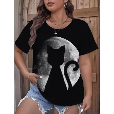 Women's 3D Printed T-shirt Round Neck Short Sleeved Animal Casual Wear Cool Street Summer Fashion Hot Selling Oversized T Shirt