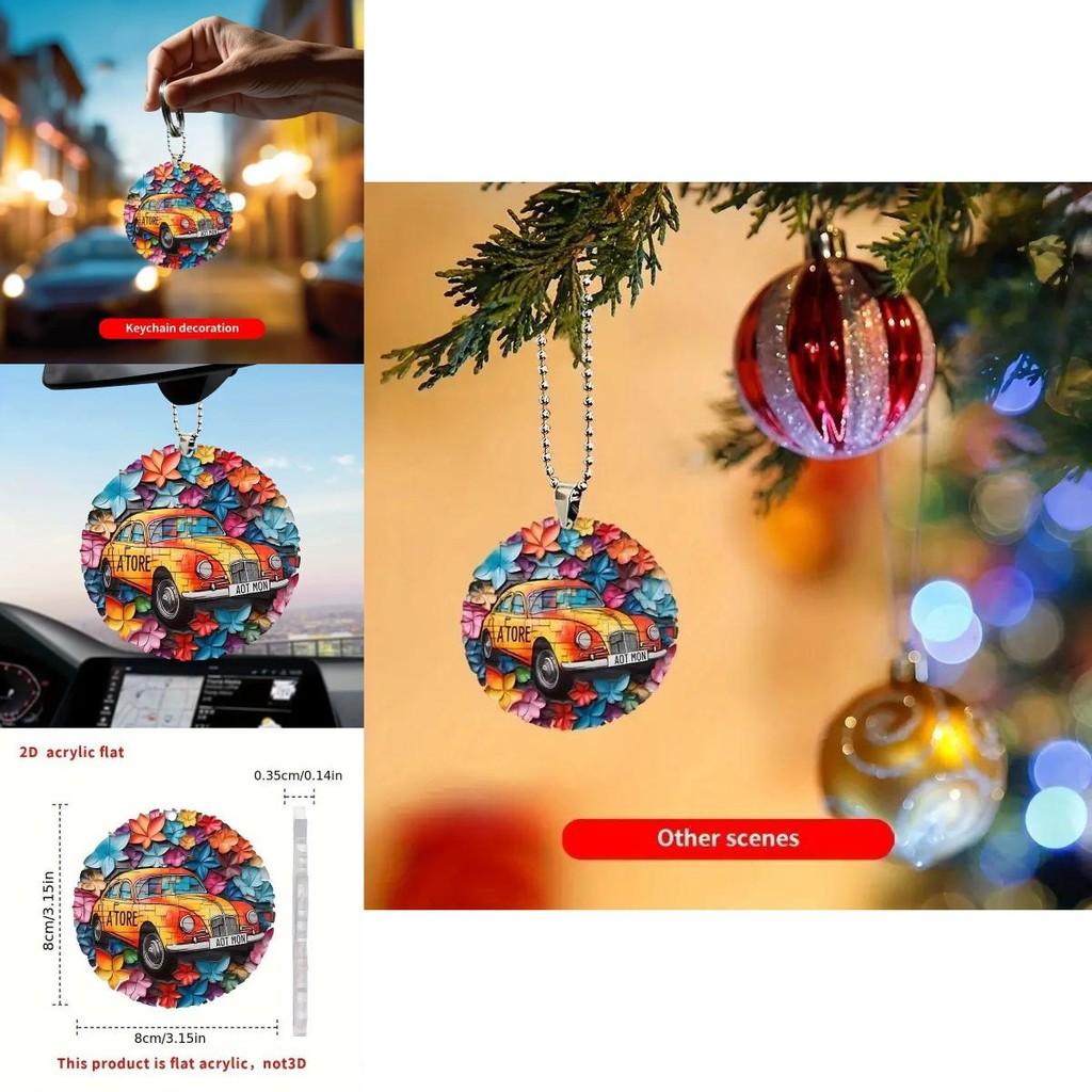 Acrylic Vibrant Car Decorative Pendant Charming Floral Design For Vehicles Stylish