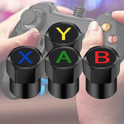4PCS Universal Game Design Rad Reifen Luft Ventil Kappen Vorbau Auto Aufkleber Für Autos Motor Auto Zubehör Auto Styling dekor Geschenk für Gamer