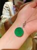 925 Sterling Silver Women's Pendant Necklace with Natural Green Chalcedony and Round Diamond-Set - Elegant Light Luxury Style