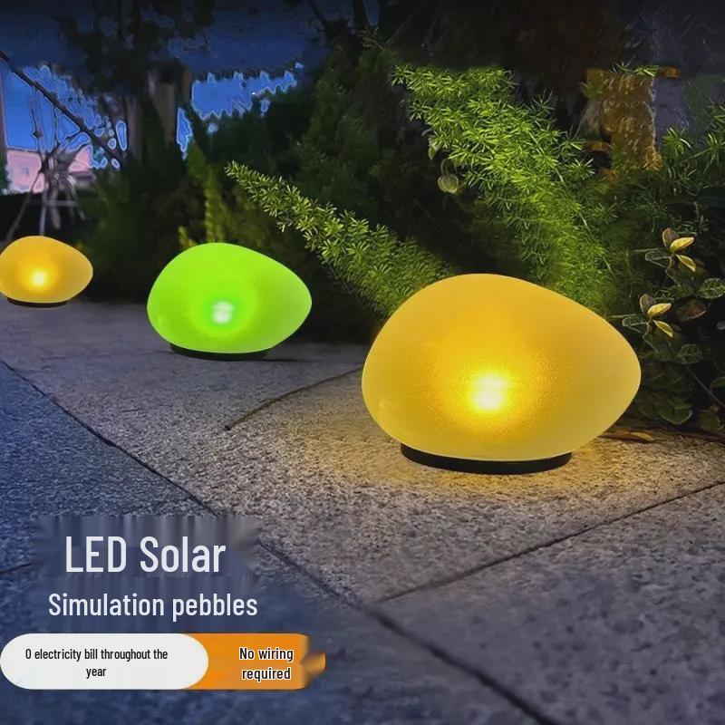 Outdoor Waterproof Solar Pebble Light: Seven-Color LED Lawn Lamp with Induction Control