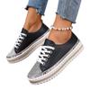 Large Size White Shoes Women's New Diamond-encrusted Muffin Thick-soled Sequin Hemming Fashion Board Shoes