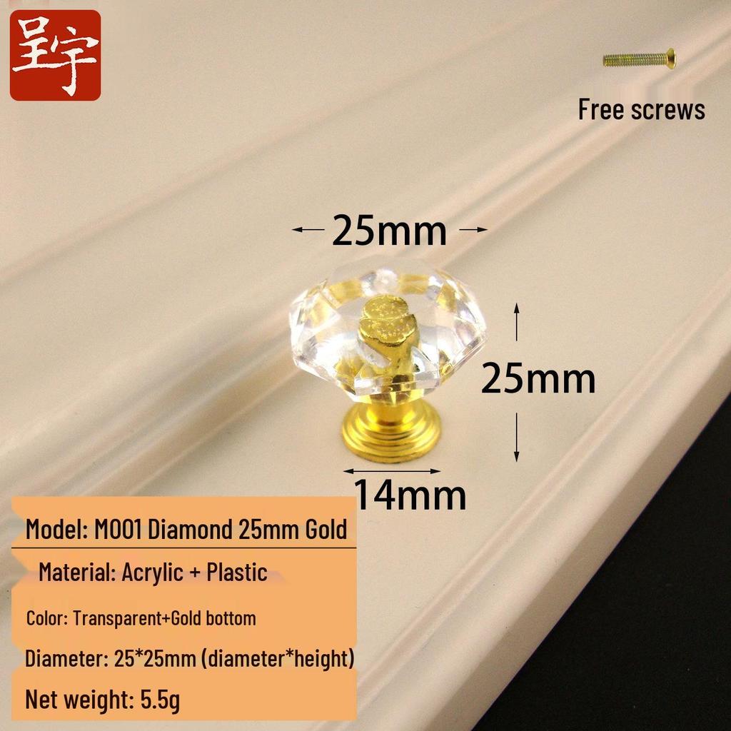 Crystal Clear Acrylic Knob: Single Hole Diamond Design for Pot Lids, Wardrobes, and Drawers