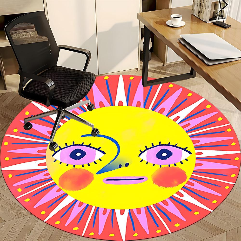 1pc Sunflower, Summer Carpet, Round Non Slip Durable Large Size Office Carpet, Suitable for Office