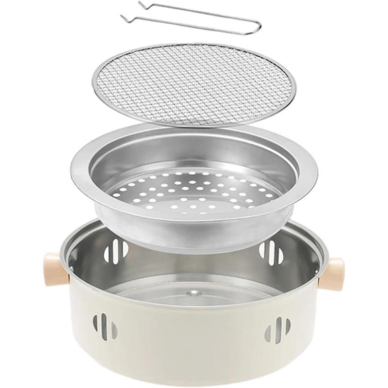 

Портативный стальной корейский разборный гриль для барбекю, круглая угольная печь, антипригарная решетка для барбекю, инструмент для похода, пикника на открытом воздухе белый