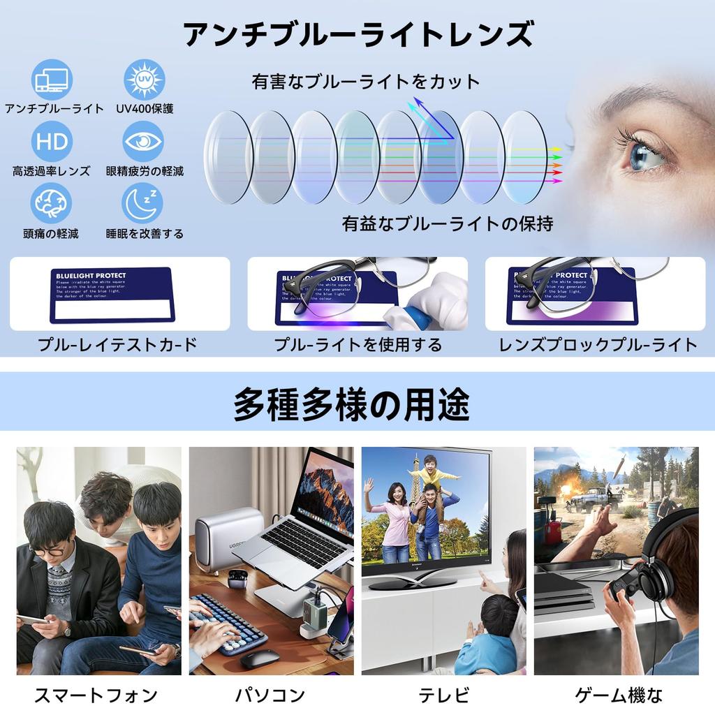 Blue Light Blocking Fashion Photochromic UV Computer Black [Dollger] Glasses, Glasses, Sunglasses, Protection, Non-Prescription, Ultra-Lightweight,