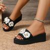 Sapatos Femininos 2025 Chinelos Básicos Femininos Novos Chinelos de Praia Florais Femininos Verão Mais Vendido Chinelos de Salto Confortáveis