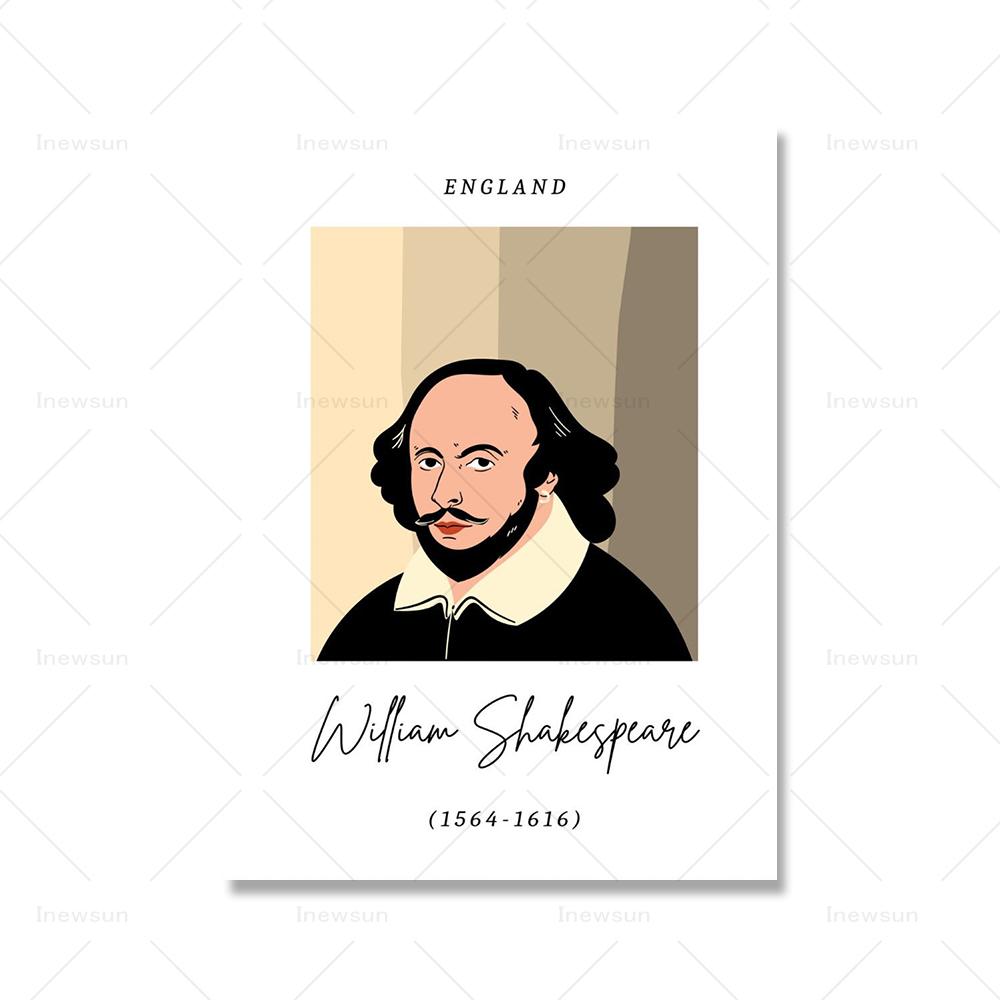 

Известные художники и писатели, печать, галерея, настенная выставка, плакат, Ван Гог, Пикассо, Шекспир, холст, живопись, книги, подарок для любителей драмы 21x30cm No Framed