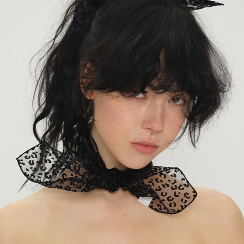 Eireve EȘARFĂ ORGANZA LEOPARD (NEGRU)