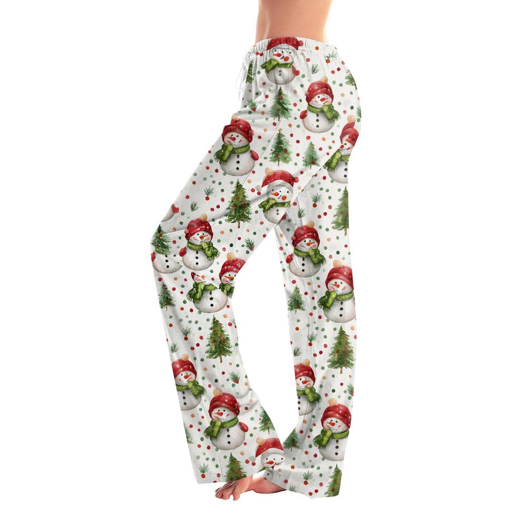 Women's Drawstring Christmas Printed Casual Pants