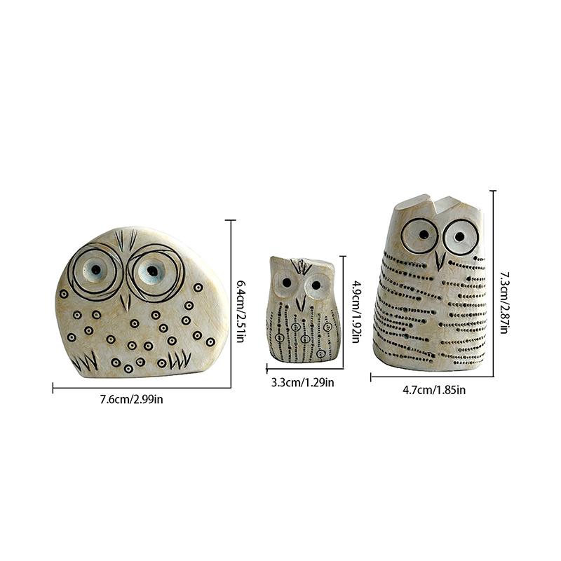 Three-Piece Owl Set, Lucky Owl Guardian, Animal Statue Gift, Interesting Owl Decoration, Bird Art Statue Home Decoration