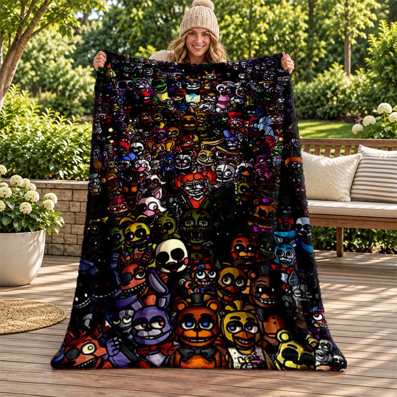 Five Nights At Freddy Blanket Flannel Blanket Soft Cozy Plush Throw for Sofa Bed Lightweight Home Decoration Gifts for Christmas Various Holidays