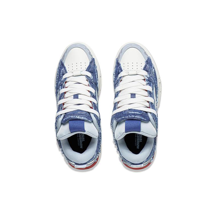 Li Ning Wave GOLDEN Denim Slip Resistant Abrasion Resistant Low top Casual Shoes Women's Blue White AECS074-10