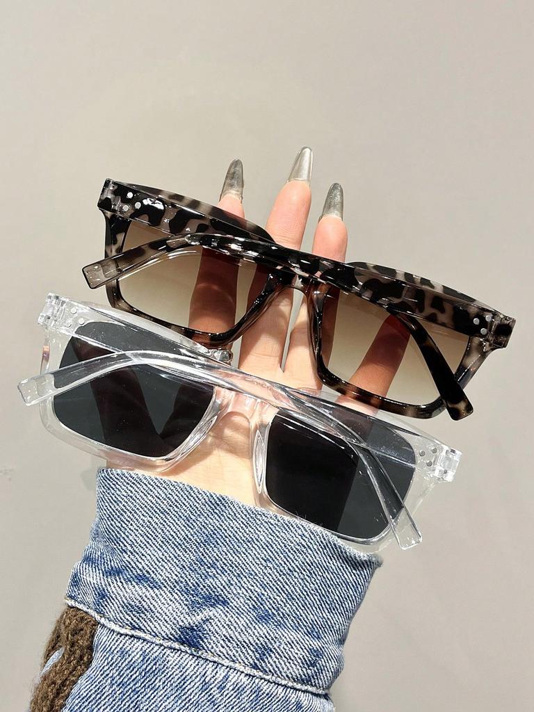 1/2 PC S Fashion Square Plastic Frame Women Sunglasses For Men Daily Life Shades Eyewear Accessories.