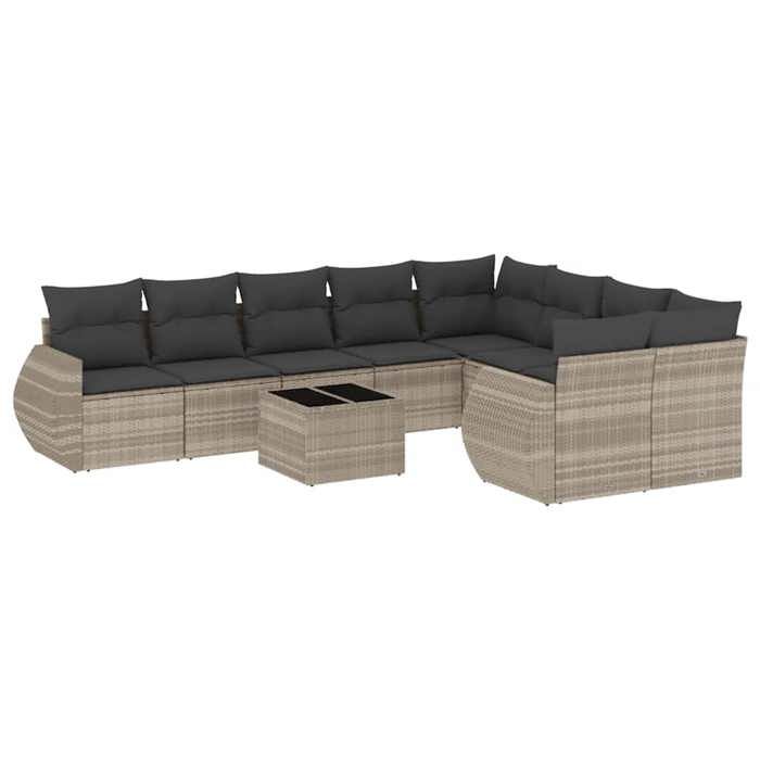VidaXL Salon de Jardin avec Coussins 10 pcs, Canapés avec Dossier, Ensemble de Meubles, Mobilier de Terrasse Patio, Gris 3221851