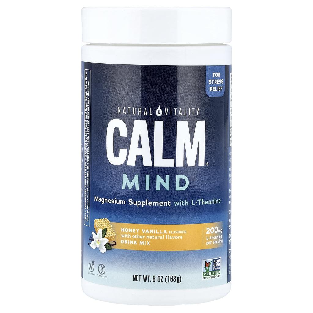 Calm® Mind, Magnesium (with L-Theanine) Supplement Drink Mix, Honey Vanilla, 168 G (6 Oz)