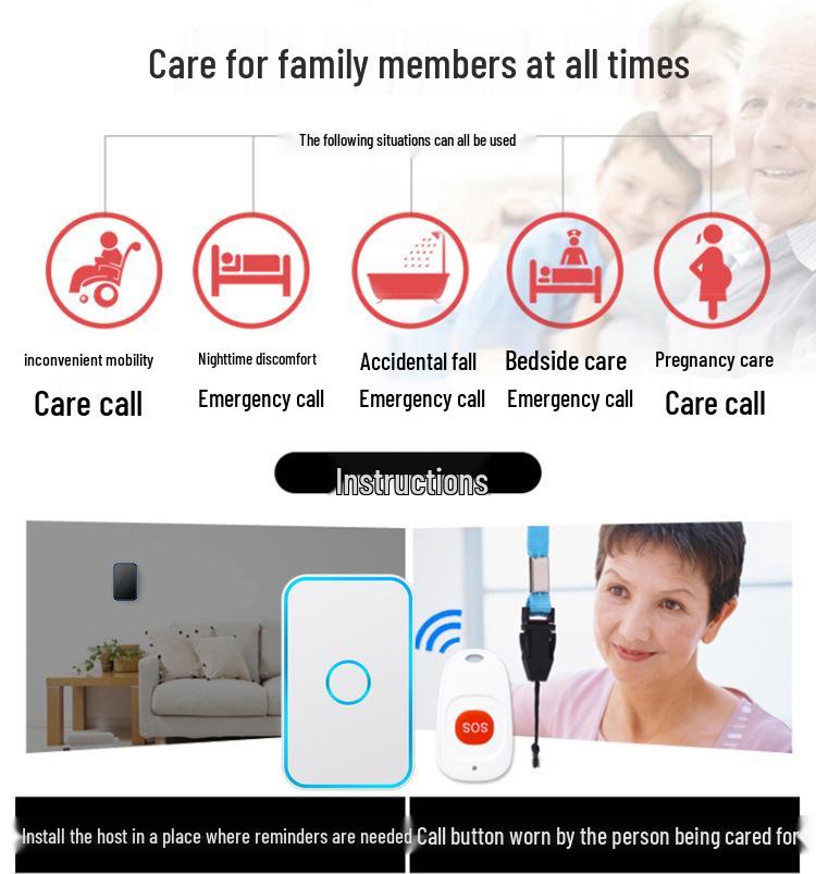 Elderly Emergency Wireless Call Button for Home Safety