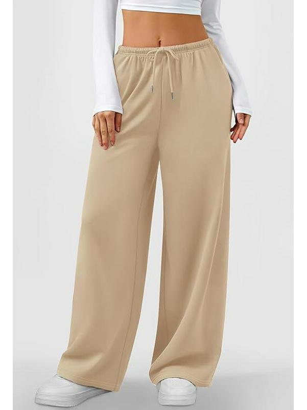 Summer Women's Jogging Pants - Elastic Waist, Solid Color, Plus Size, US Sizes, Drawstring Sweatpants