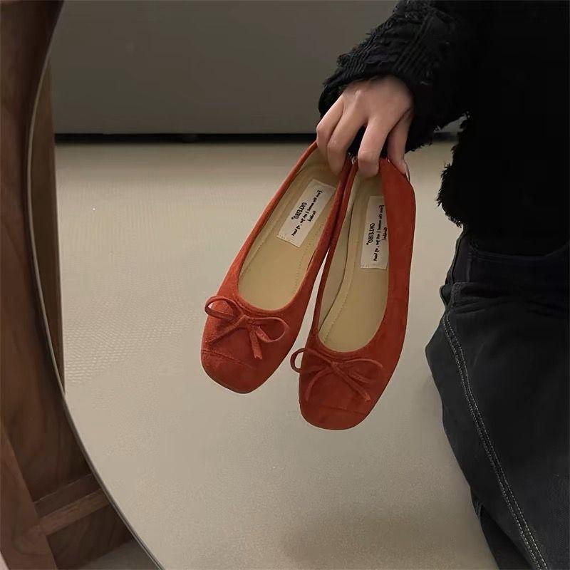 

Нежные одинарные туфли женские новые элегантные с бантом круглый носок с вырезом туфли для ношения с юбкой 40 красный