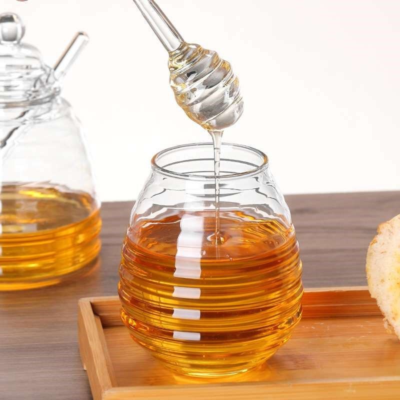

Clear Glass Honey Jar with Lid Glass Stirring Stick Honey JA 280ml + solid wood stirring rod Default Size 1