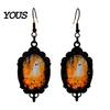 Dark Academia Accessories Gothic Ghost Earrings, Vintage Style Matte Black Alloy Dangle Halloween Earrings for Women Decorative Jewelry Daily