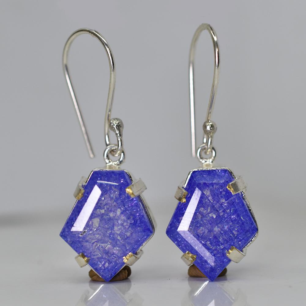 Natural Purple Tanzanite 52 Ct CERTIFIED 925 Sterling Silver Gems Fancy Earring MY.ER-44-NS