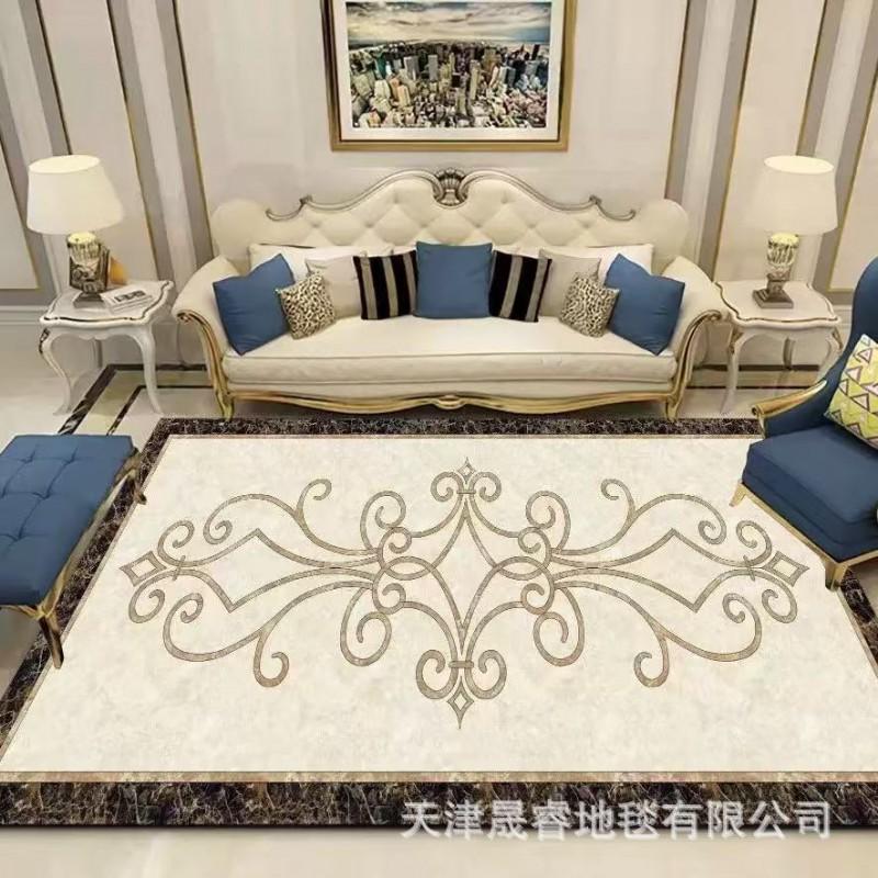 Modern Marble Print Area Rug Living Room Sofa Coffee Table Decorative Floor Mat Crystal Velvet Non-Slip Durable Washable