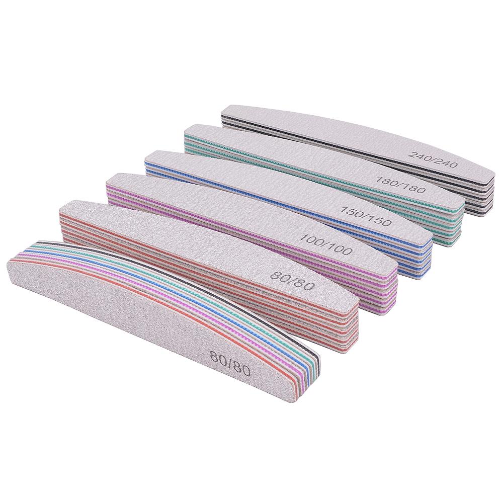 10Pcs Professional Nail File 100/150/180 Sandpaper Strong Thick Nail Files Sanding Half Moon Lime Nail Accessories and Tools