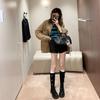 Frosted Cowhide But Knee Boots for Women's New Adjustable British Style Oversized Leg Circumference High Tube Legs Fine Boots for Women