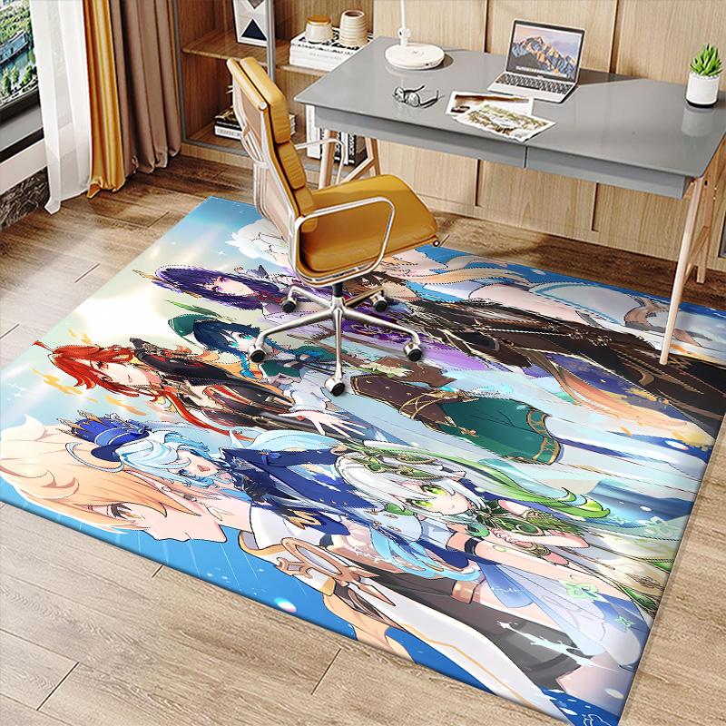 Genshin Impact characters9 Printed Absorbent Washable Carpet, Non-Slip Bathroom Mats, Kitchen Rugs, Yoga Mat,Living Room Entrance, Camping Picnic Rugs