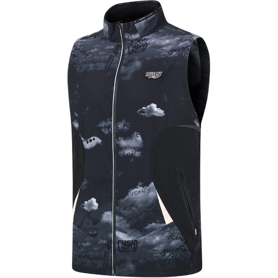 Saucony Nathan Bell Series Running Training Series Stand Collar Fashion Soft Versatile Sleeveless Vest Unisex Vests Black SA2259VT42C-PR245